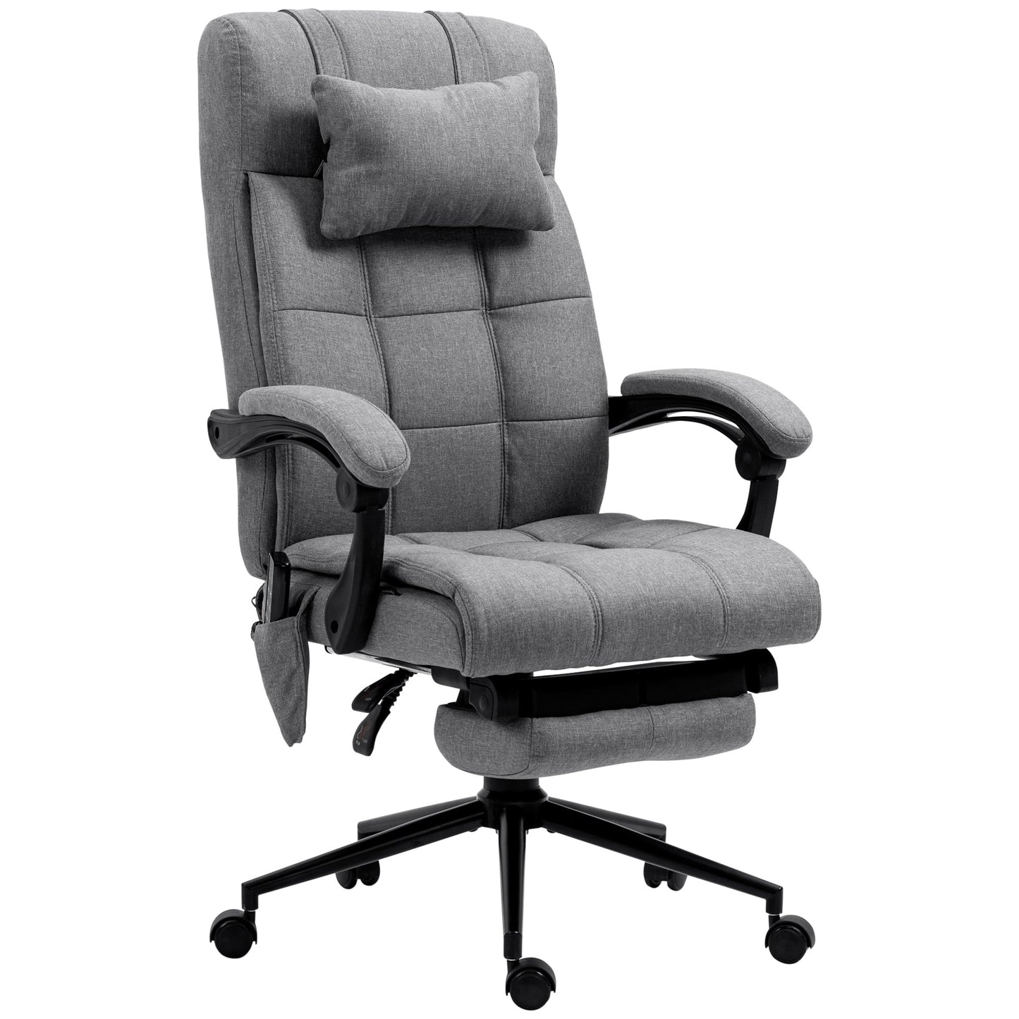 Reclining and Heating Office Chair with 6 Massage Points and 5 Modes, Gray