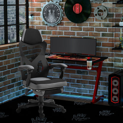 Ergonomic Office Chair with Reclining Backrest, Retractable Footrest, Adjustable Height, Grey