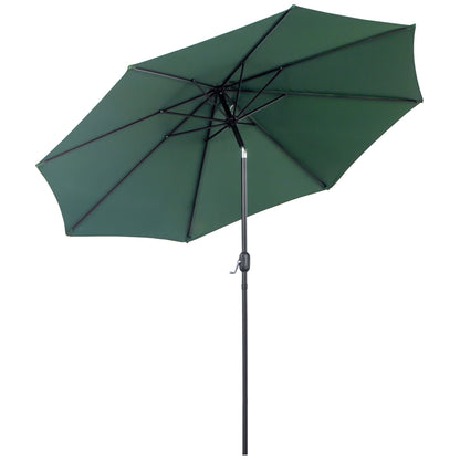 3x2.5 m Tilting Garden Umbrella with Crank Handle, Metal and Green Polyester