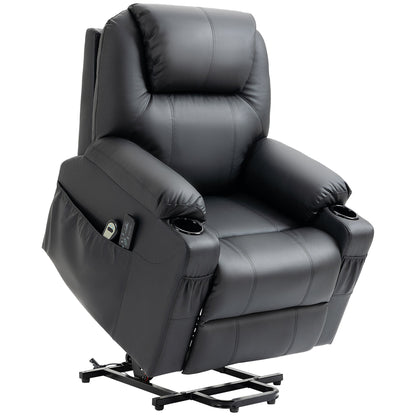 Ultimate Comfort: Reclining Lift Chair with 8 Massage Points & Footrest - Black (88x92x106 cm)