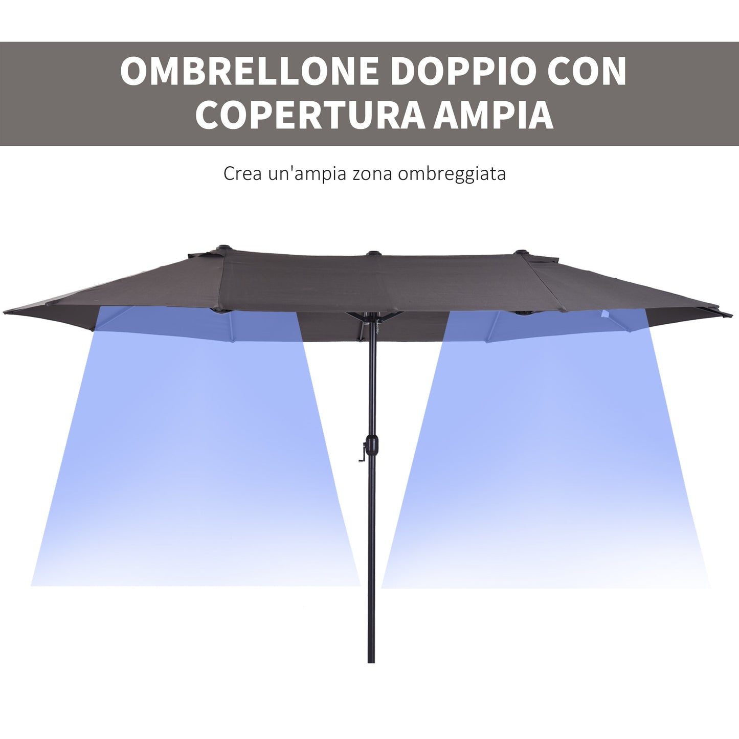 Grey Double Garden Umbrella | 4.6 x 2.4m