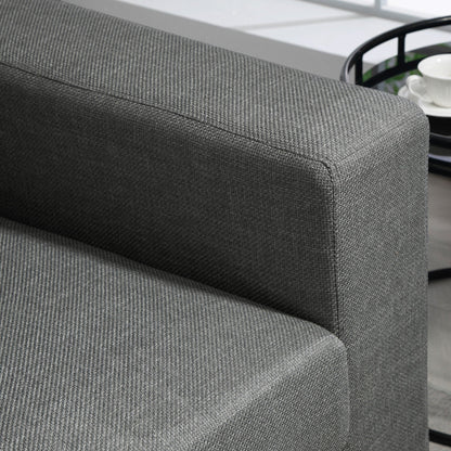 3 Seater Fabric Sofa with Padded Cushions and Linen Effect Upholstery, 237x94x102cm, Grey