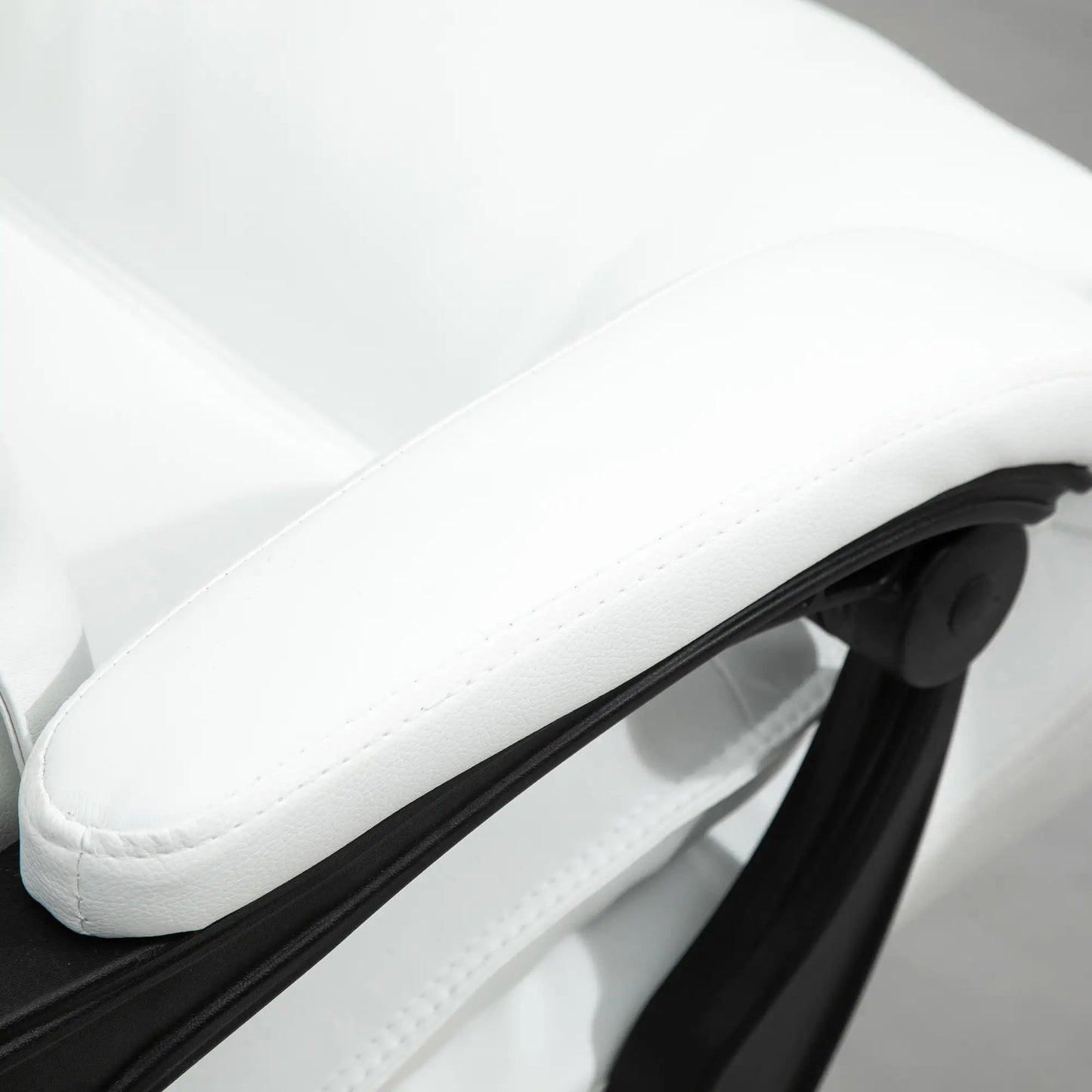 White Faux Leather Office Chair, Adjustable Height with 155° Reclining Backrest and Footrest