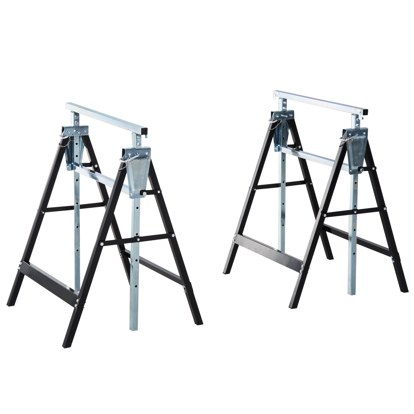 Set 2 Work Cavalllets Folding Telescopic Height Adjustable in steel pipes