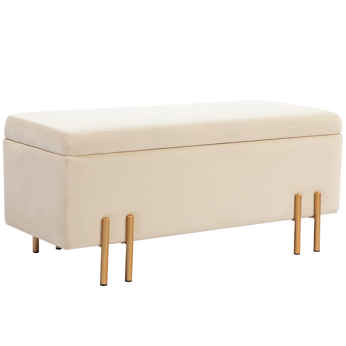 Modern Bedside Bench with Internal Storage Space, Beige Polyester, 100x40x42 cm