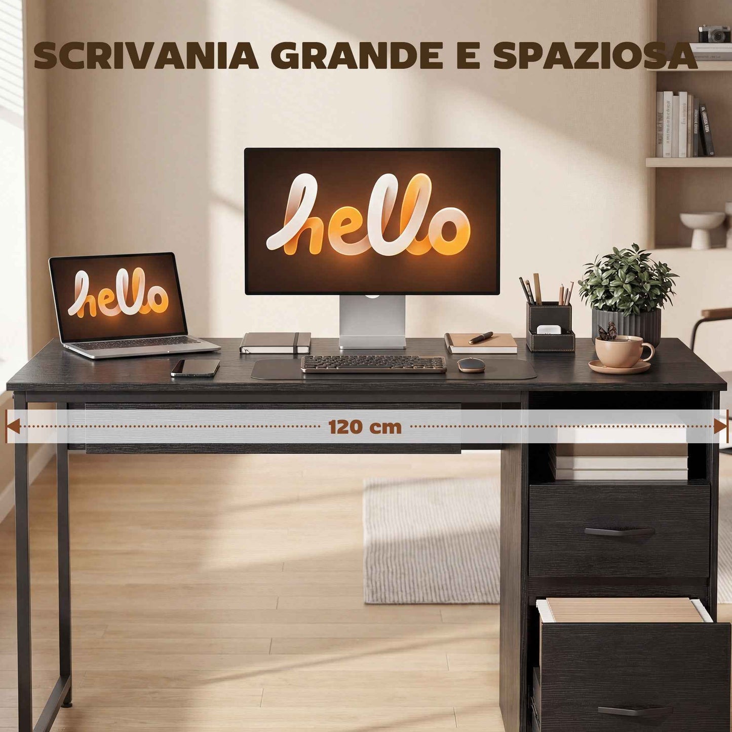 Office Desk Space-Saving Computer Table, 120x52.3 cm, Black