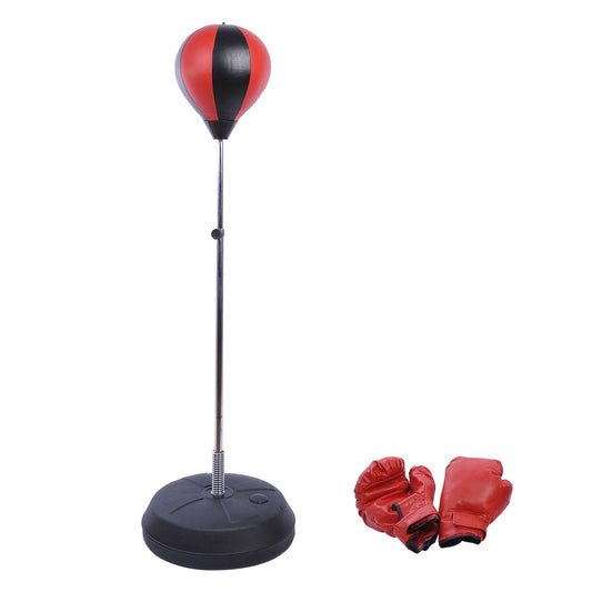 Floor Punching Ball Set for Teens with Gloves and Pump, Adjustable Height from 125-145cm