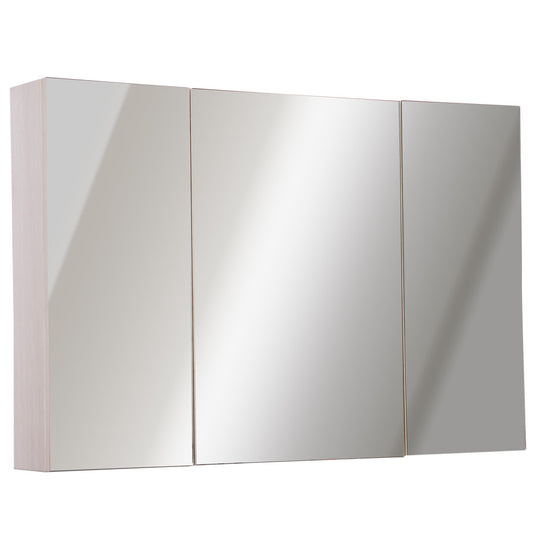 Kleankin 3 doors wall unit with octal with oak mirror 90x60x13.5 cm