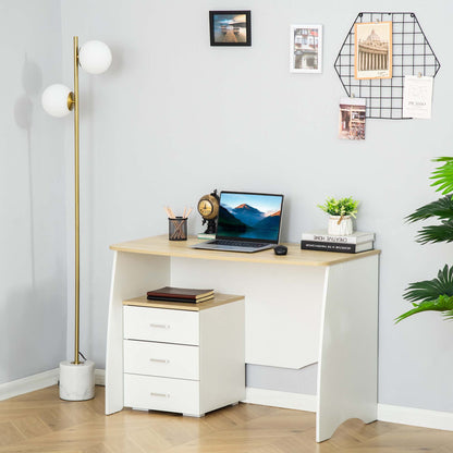 desk with modern wooden chest of drawers, pc desk for room and office, 110x55x75cm