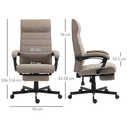 Height Adjustable Office Chair, Footrest Included and Padded Seat, 68x67x106-114 cm, Brown