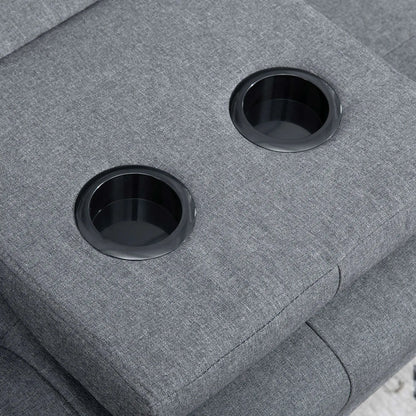 3 Seater Reclining Sofa Bed with 2 Detachable Armrests, in Linen Effect Fabric and Poplar Wood, 181x77x78 cm