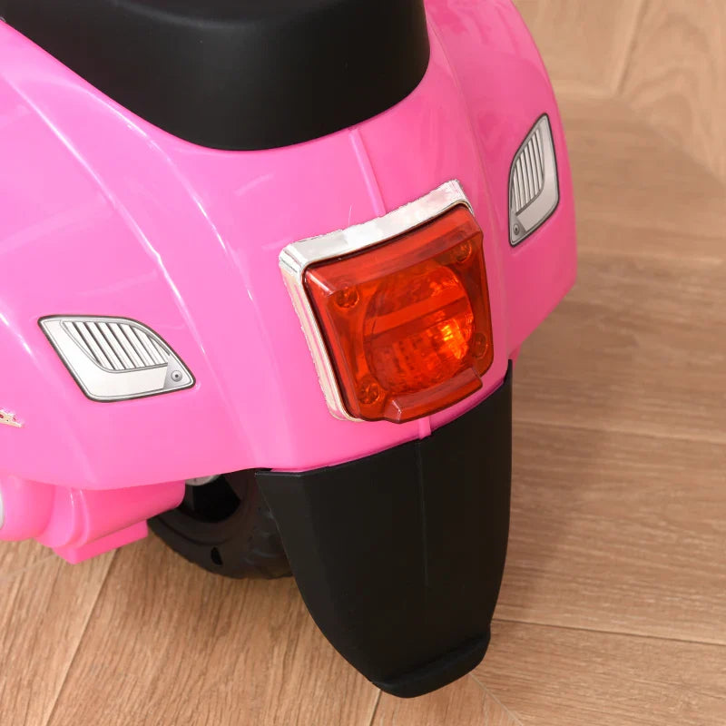 Officially Licensed 6V Kids Electric Scooter, Battery-Powered Electric Scooter for Children 18-36 Months with Headlights and Horn, 66.5x38x52cm, Pink