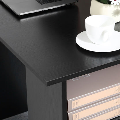 Modern Wooden Desk with 3 Drawers and 3 Shelves for Bedroom and Office, 120x49x72cm, Black