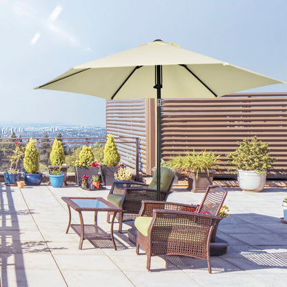 2.7x2.5m Polyester and Metal Garden Umbrella with Tilting Canopy Beige Black