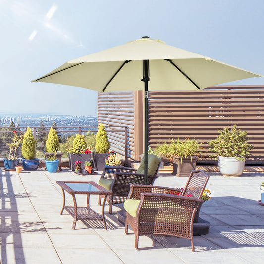 2.7x2.5m Polyester and Metal Garden Umbrella with Tilting Canopy Beige Black