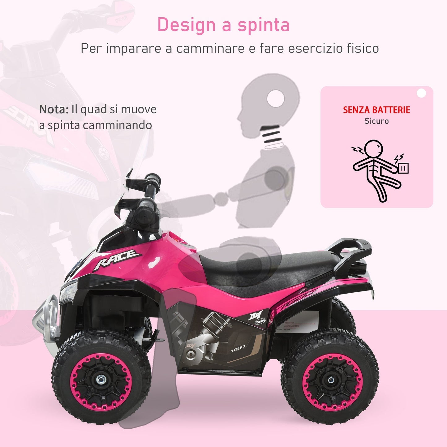 Quad for children riding hard with lights and sounds, 18-36 months