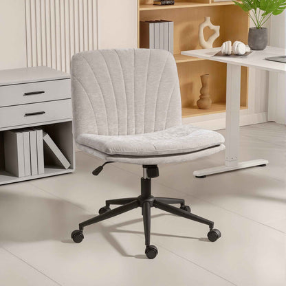 Adjustable Office Chair, Tilting and Swivel, Chenille Fabric and Steel, 62x67x83-93 cm, Beige