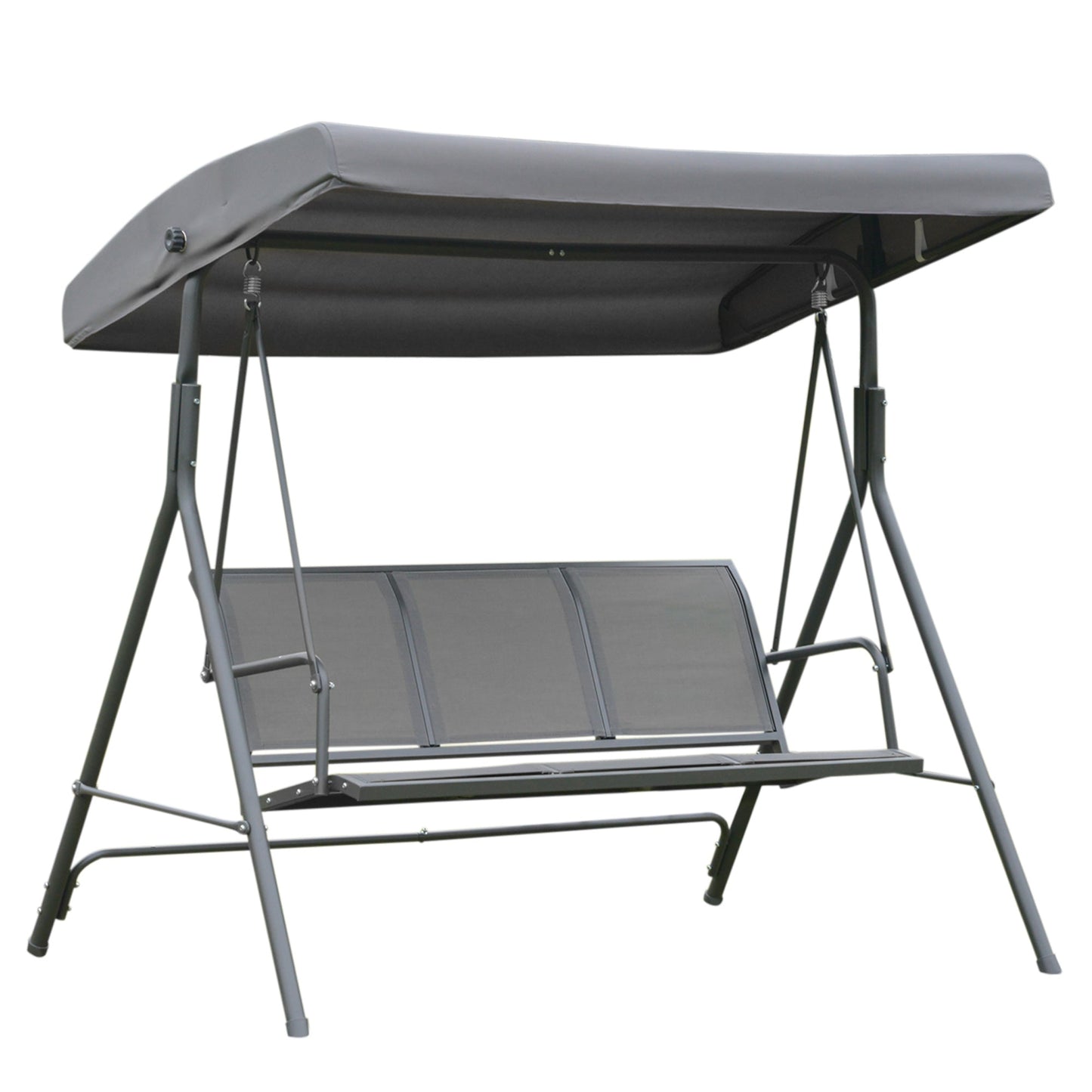 TAOS | 3 Seater Garden Swing with Canopy, Outdoor Swing in Steel and Polyester Fabric, 175 x 118 x 159cm Grey