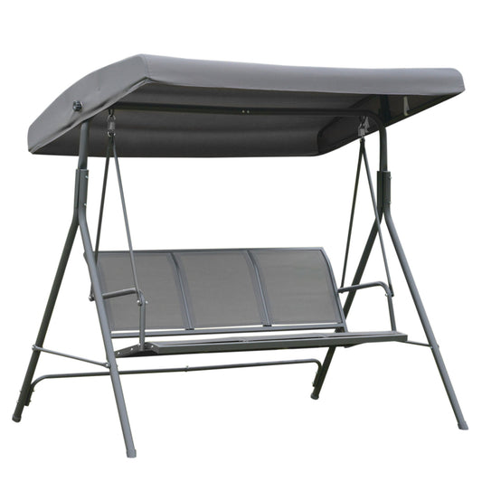 TAOS | 3 Seater Garden Swing with Canopy, Outdoor Swing in Steel and Polyester Fabric, 175 x 118 x 159cm Grey