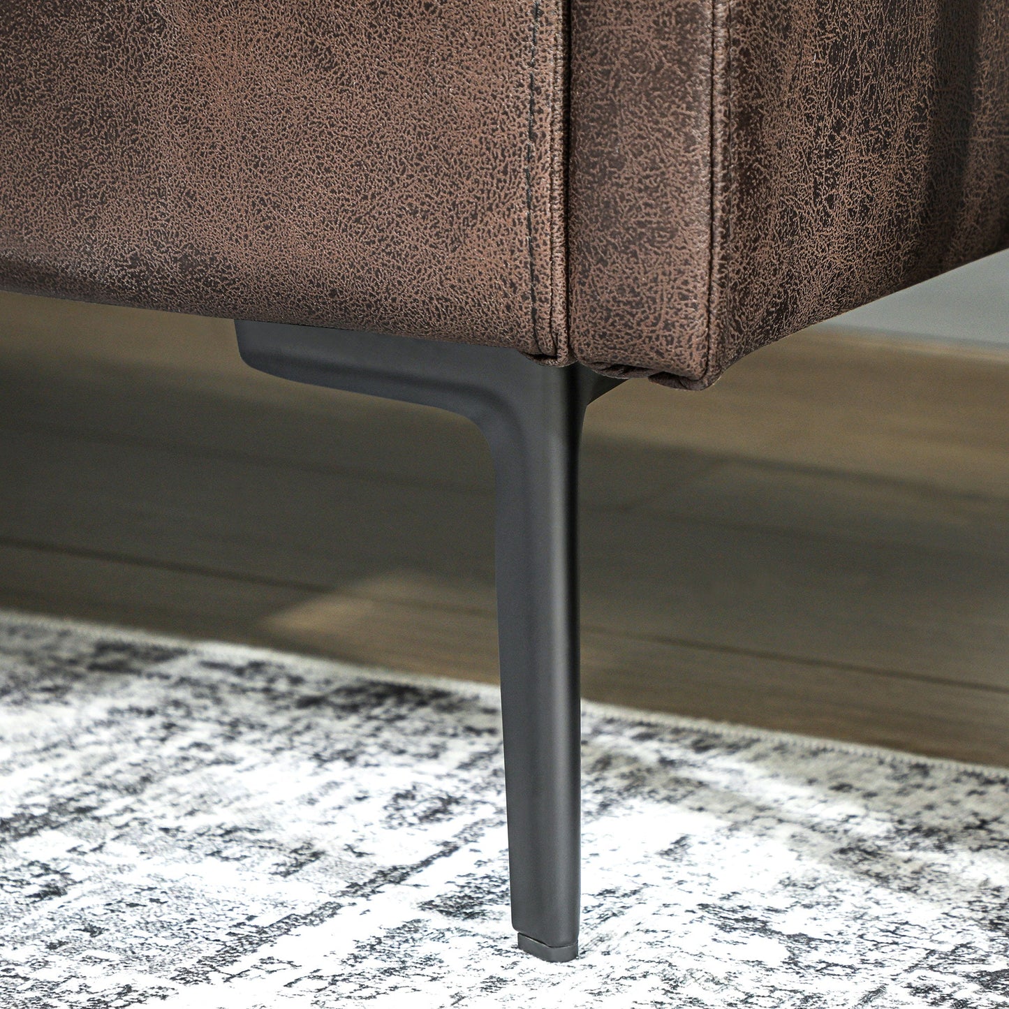 2-Seater Breathable Leather Sofa with Thick Padding and Metal Legs, 137x72x88 cm, Dark Brown