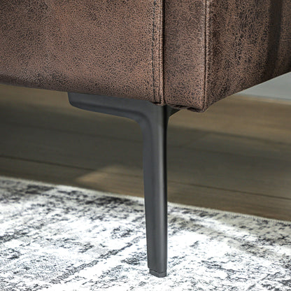 2-Seater Breathable Leather Sofa with Thick Padding and Metal Legs, 137x72x88 cm, Dark Brown