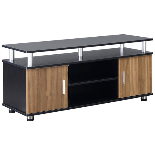 TV Stand Up to 55" with Cabinets and Shelves in Wood and Aluminum, 120x40x52.2cm