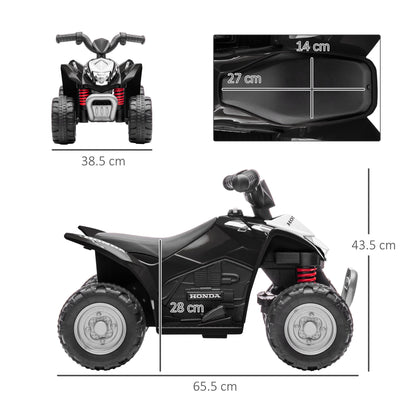 Electric Quad Bike for Children 18-36 Months with LED Lights, Horn and Pedals, 65.5x38.5x43.5 cm, Black