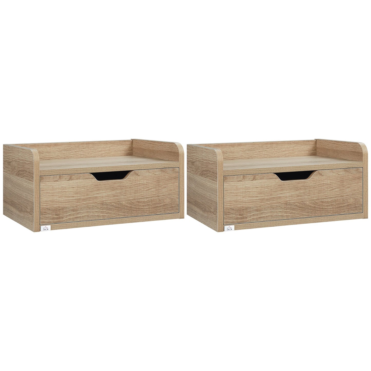 Set of 2 Floating Bedside Tables in Chipboard for Bedroom and Living Room, 40x30x19.5 cm