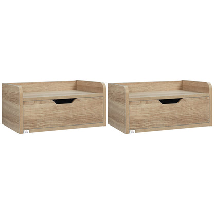 Set of 2 Floating Bedside Tables in Chipboard for Bedroom and Living Room, 40x30x19.5 cm