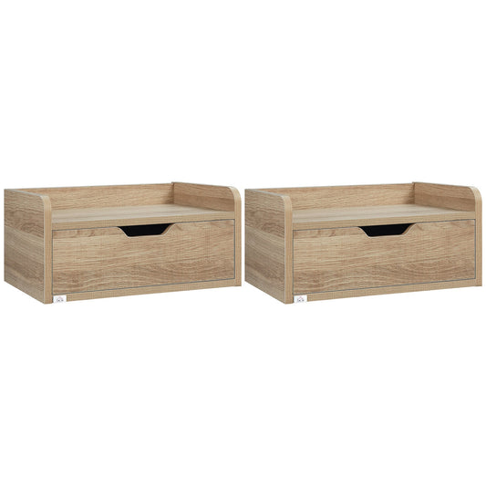 Set of 2 Floating Bedside Tables in Chipboard for Bedroom and Living Room, 40x30x19.5 cm
