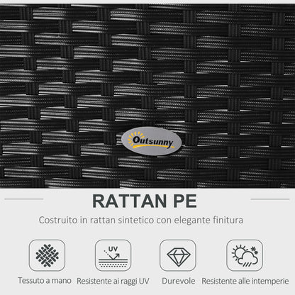 5-Piece Rattan Outdoor Sofa Set with Ottoman, Black and White Garden Lounge Set, 96cm x 68cm x 65cm