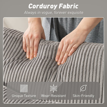 Modern U-Shaped Sofa Bed with 2 Chaise Longues and Storage Compartments, Corduroy, 282x140x86 cm, Grey