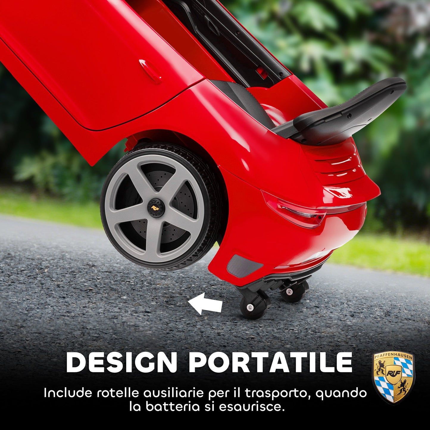 Officially Licensed RUF GT Ride-On Toy Car for Kids Ages 3-5, Remote Control, Seat Belt and Music, Red