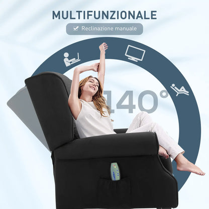Reclining Massage Relax Chair with Remote Control, 78x83x101cm, Black