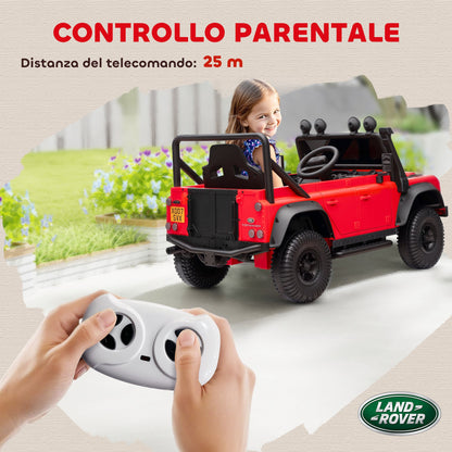 Electric Ride-On Toy Car for Kids Ages 3-5, Land Rover Official 12V with Remote Control, Suspension, LED Lights, Red