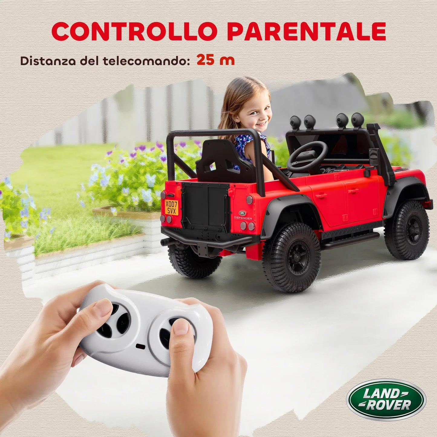 Licensed Land Rover 12V Ride‑On Car with Remote, Red