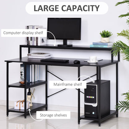 Computer Desk with Monitor and CPU Shelves, Office Desk for Home, Study and Work, Black, 140 x 60 x 93cm