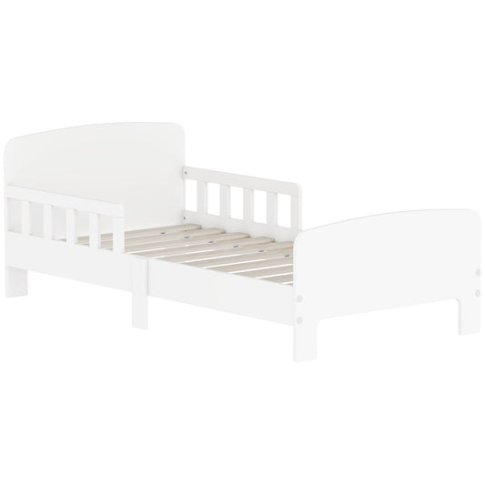 Children's Bed for 3-8 Years Low with Side Rails and Smooth Edges, Made of Wood, 143.5x74.2x54 cm, White