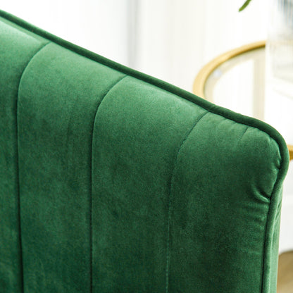 DELUX | Modern 3 Seater Sofa with Padded Cushions, Steel Legs and Velvet Fabric, 200x88x76 cm, Green