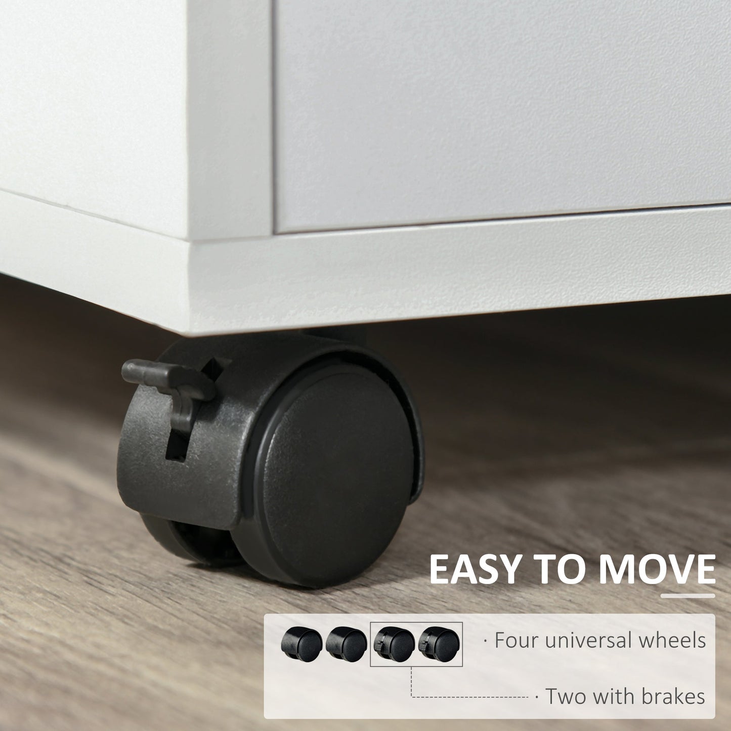 Printer Cabinet with Open Shelves and Wooden Cabinet, 60x50x65.5cm, White