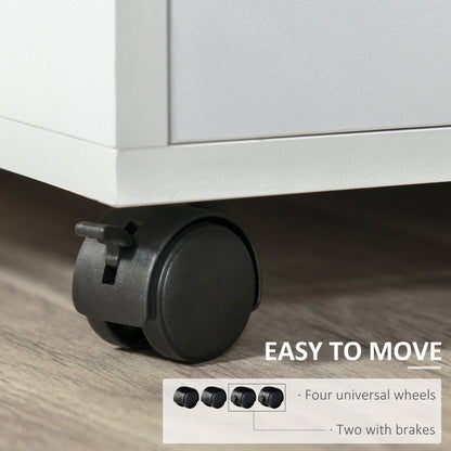 Printer Cabinet with Open Shelves and Wooden Cabinet, 60x50x65.5cm, White