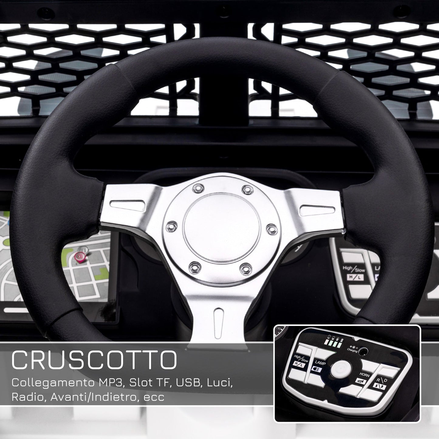 Electric Kids Car Jeep Off-Road with Remote Control and 2 Speeds, 100x65x72 cm, White