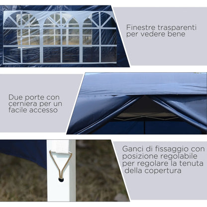 Foldable Garden Gazebo with Ropes and Pegs Included, 2.95x2.95x2.58 m, Blue