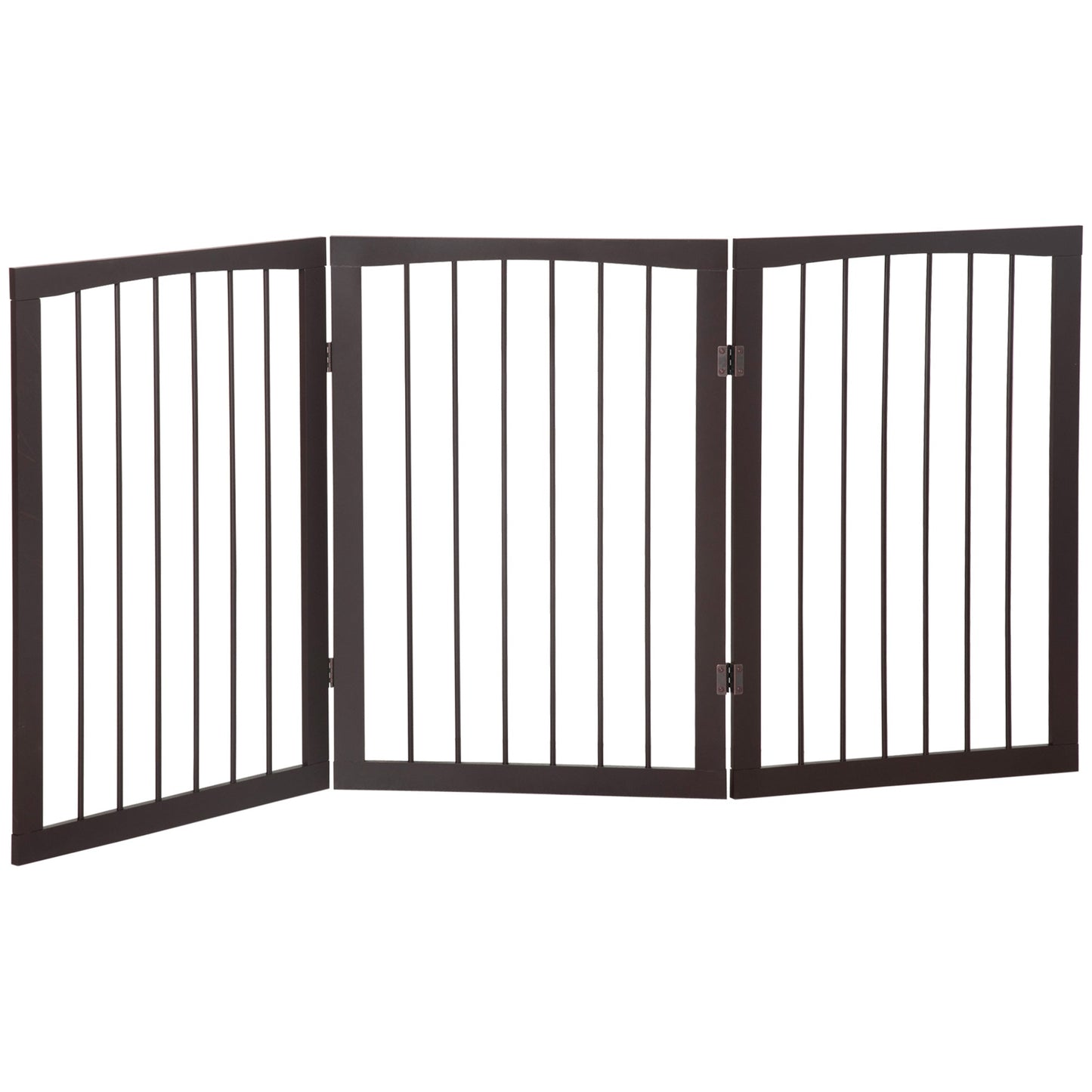 Portable 3 Section Dog Gate Pet Gate Foldable Safety Divider, 160x1.2x76cm, Brown