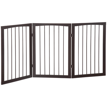 Portable 3 Section Dog Gate Pet Gate Foldable Safety Divider, 160x1.2x76cm, Brown