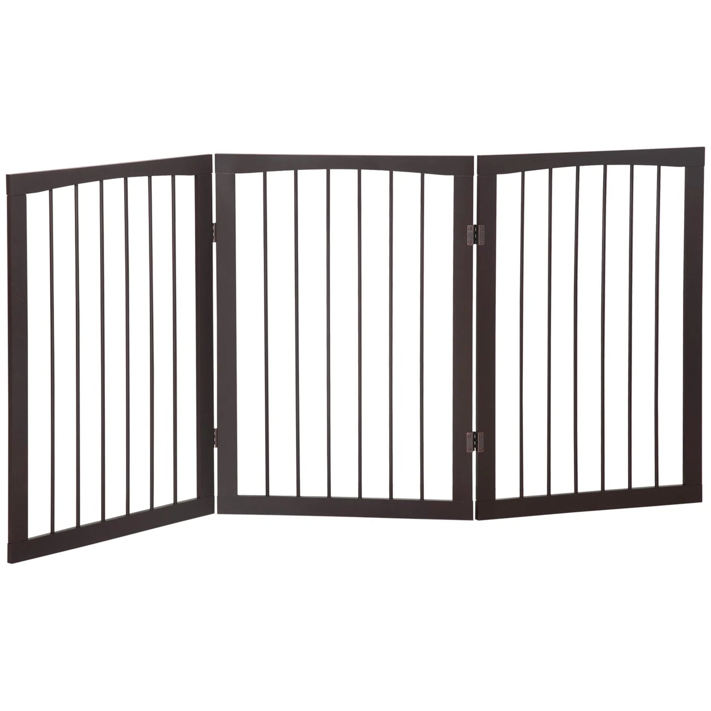Foldable Wooden Pet Safety Gate – 3‑Panel Dog Barrier Fence, 160 × 76 cm, Brown