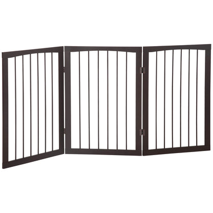 Foldable Wooden Pet Safety Gate – 3‑Panel Dog Barrier Fence, 160 × 76 cm, Brown