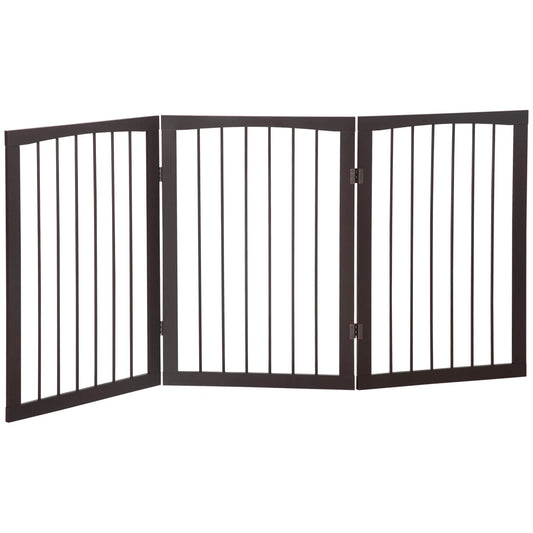 Foldable Wooden Pet Safety Gate – 3‑Panel Dog Barrier Fence, 160 × 76 cm, Brown