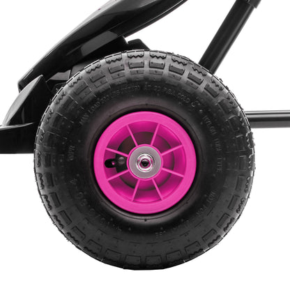Pedal Go Kart for Kids Ages 5-12 with Adjustable Seat, Metal and PP 121x58x61 cm, Pink and Black
