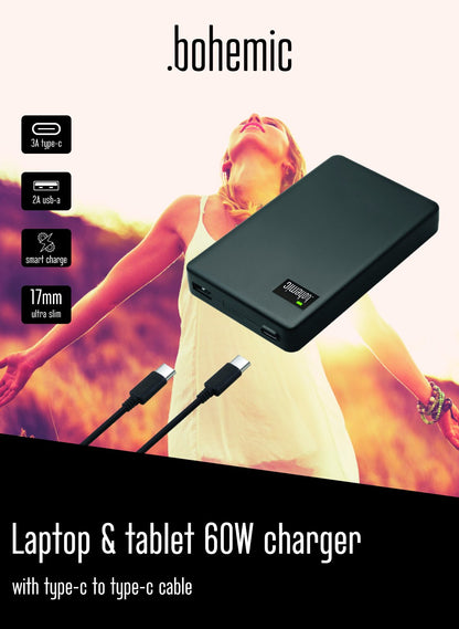 Bohemic BOH7382 Dual-Port USB-C & USB-A Charger – 60W